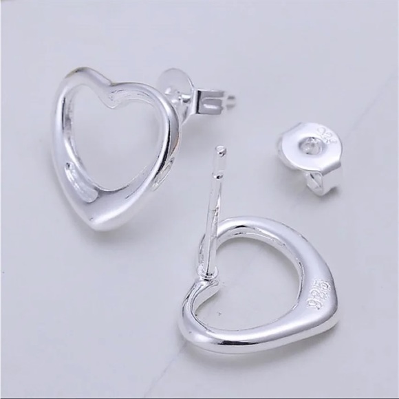 Sterling Silver Heart Earrings - Picture 2 of 2